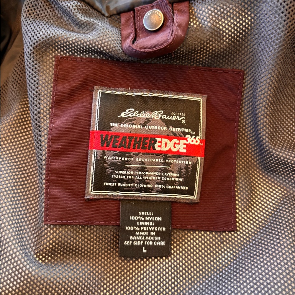 Eddie Bauer Weatheredge 365 Waterproof Plum Hooded Jacket Women’s Large - Picture 5 of 13